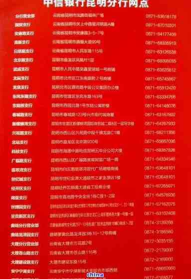 查询中信银行股份重庆分行 号码